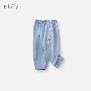 薄款 Elfairy儿童天丝牛仔裤 婴儿夏季 宝宝休闲裤 女童防蚊裤 子柔软