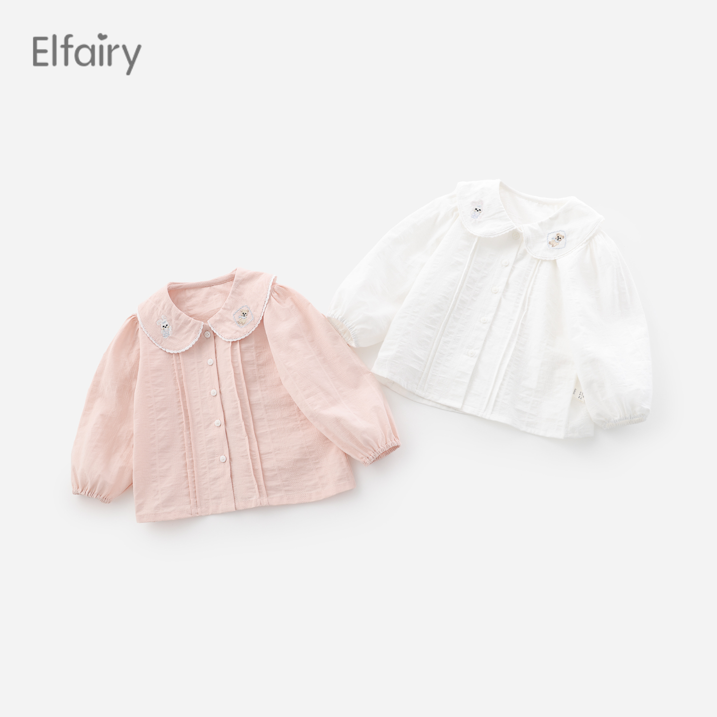 Elfairy女童娃娃领衬衣纯棉衬衫