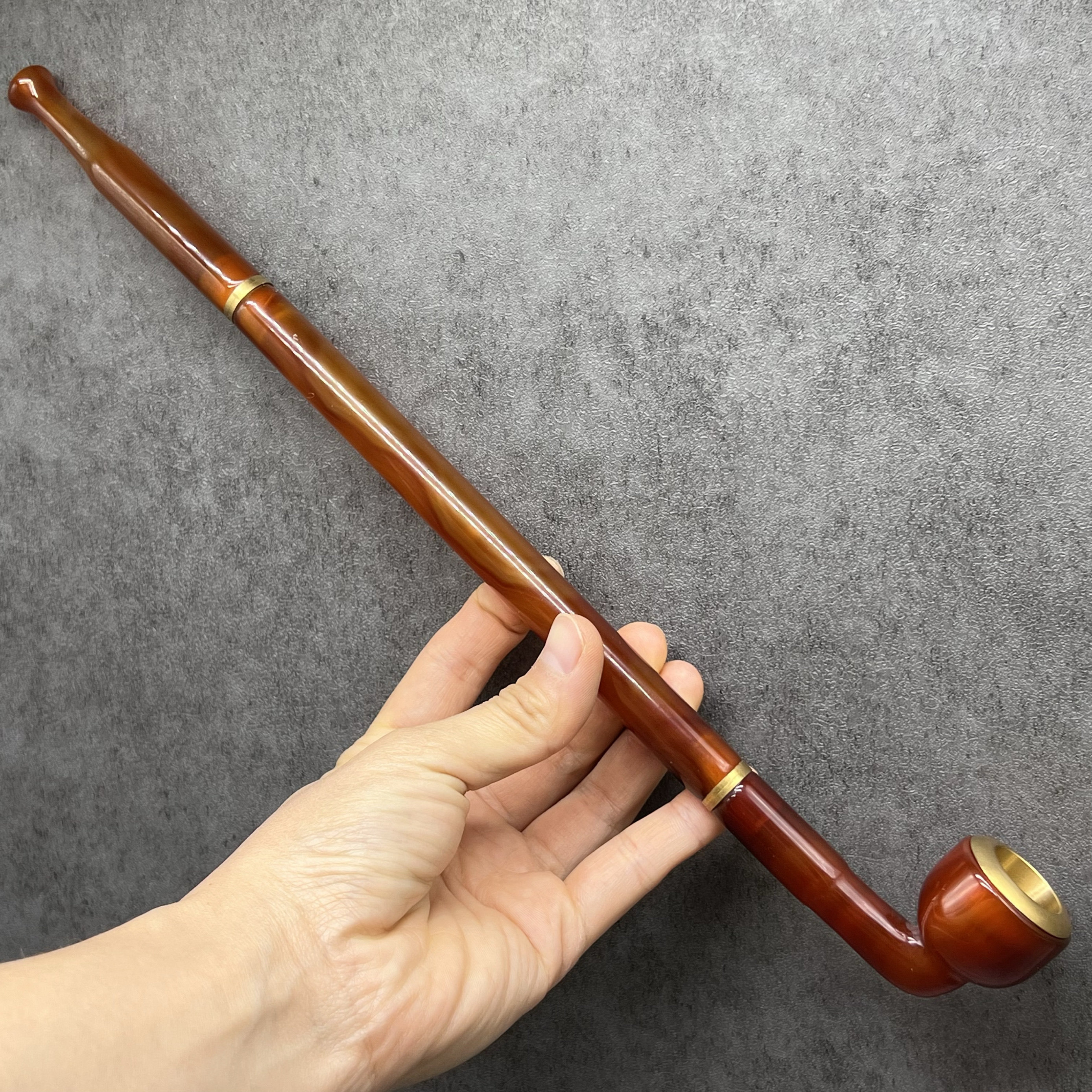 全玛瑙旱烟袋黄铜借口旱烟袋手工雕刻老式烟斗旱烟袋烟锅北京烟袋