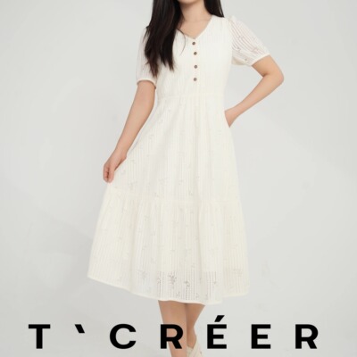 T`CREER｜【绵绵鹤雪】超仙收腰显瘦V领绝美温柔连衣裙