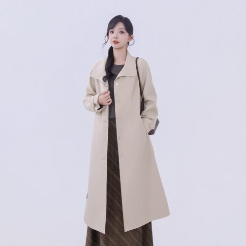 TCREER嘉年华女款长款双排扣风衣