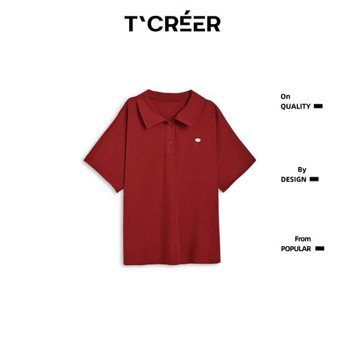 T`CREER｜【花影摇春】韩系休闲polo领短袖T恤宽松简约百搭