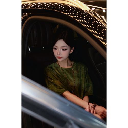 T`CREER｜【幽绿净调】复古暗纹苔绿清冷禅意小众高级感套装女