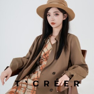 风衣外套女 高级感大翻领双排扣长款 T`CREER｜ 帆逐风
