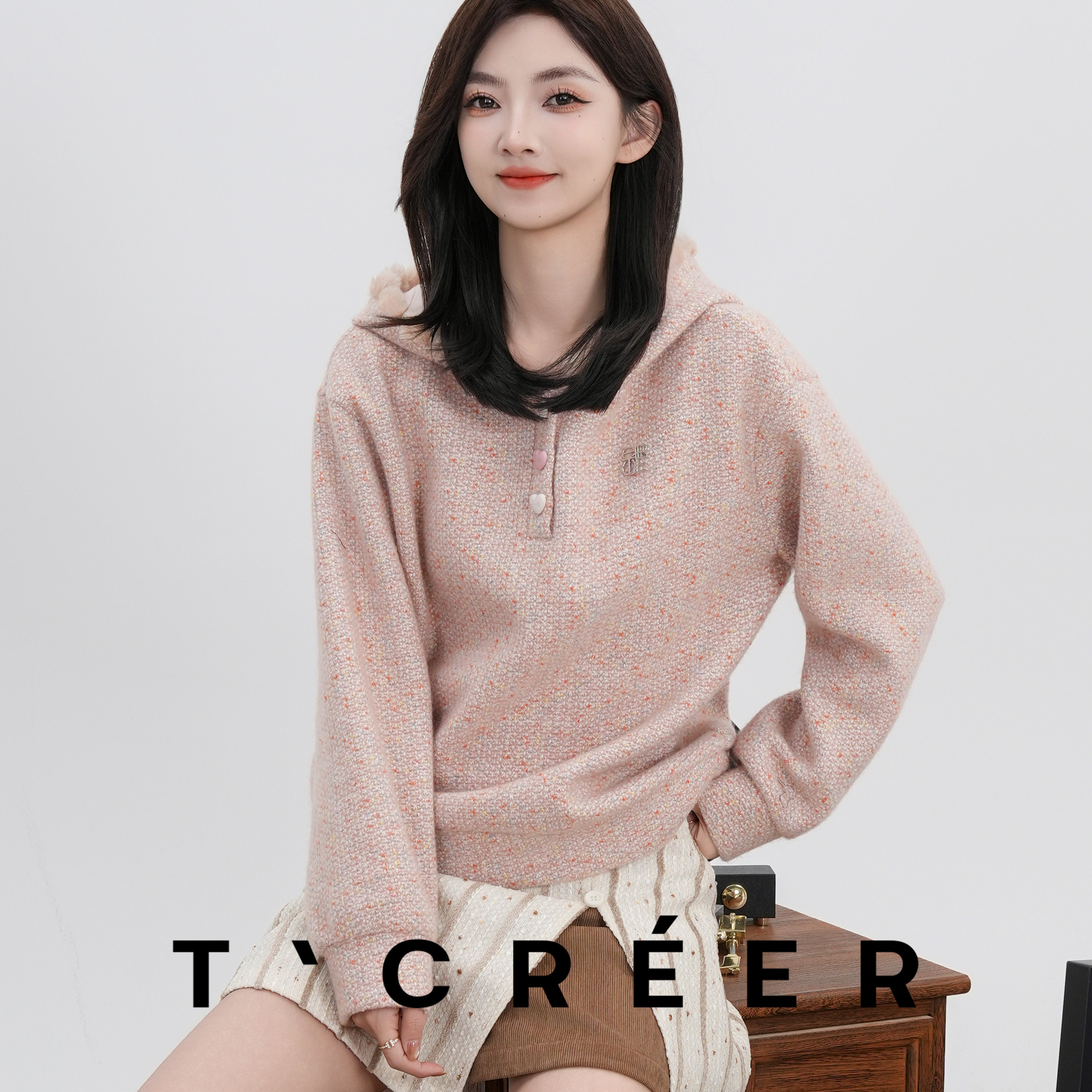 T`CREER｜【花慕里】冬季新品时尚气质甜美优雅百搭卫衣女