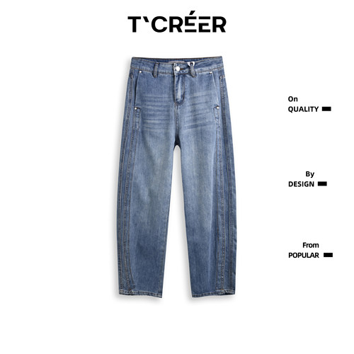 T`CREER｜【林下风致】美式弯刀设计感水洗牛仔裤女