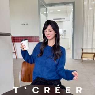 T`CREER｜ 软绒轻丝 拉绒针织开衫女秋圆领软糯秋季慵懒感女士