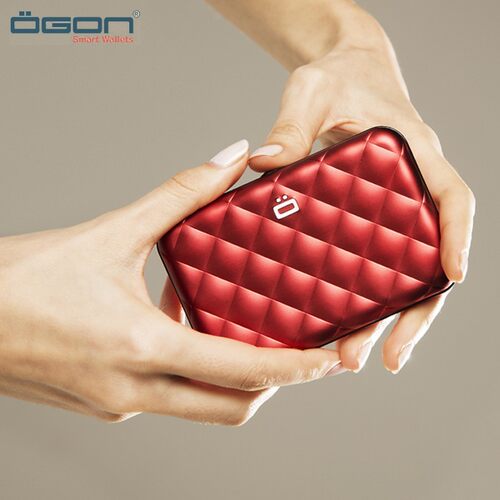 OGON原装进口菱格卡盒卡包RFID防盗防扫描法国时尚金属钱包