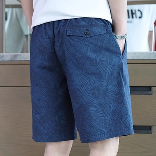薄款 純棉休閑花短褲 夏季 五分褲 男款 衩沙灘褲 男士 寬松外穿居家大褲