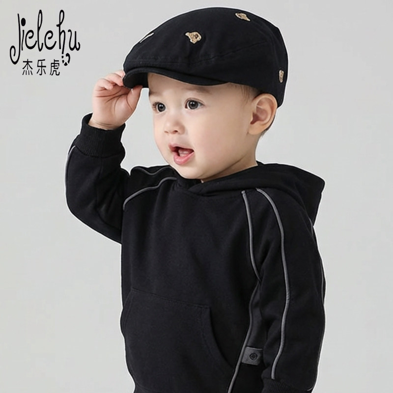 韩版杰乐虎儿童贝雷帽男童休闲风男女宝宝八角帽鸭舌帽婴儿帽子