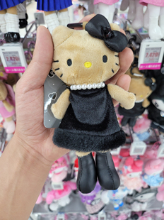 正品保证!日本kiddy land长腿豹纹黑皮Kitty小尾巴爱心扣挂件