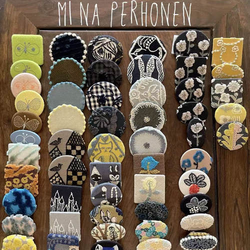 现货速发！皆川明 minaperhonen 刺绣工艺胸针纽扣 扣子