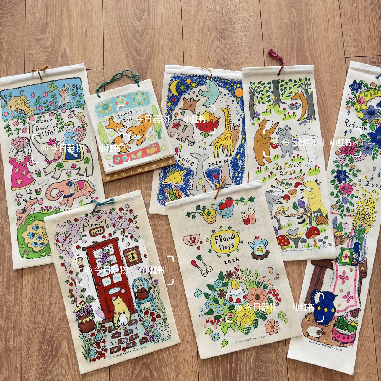 予 日本专柜2026年尼泊尔手工纸日历创意桌历插画动物手绘挂历