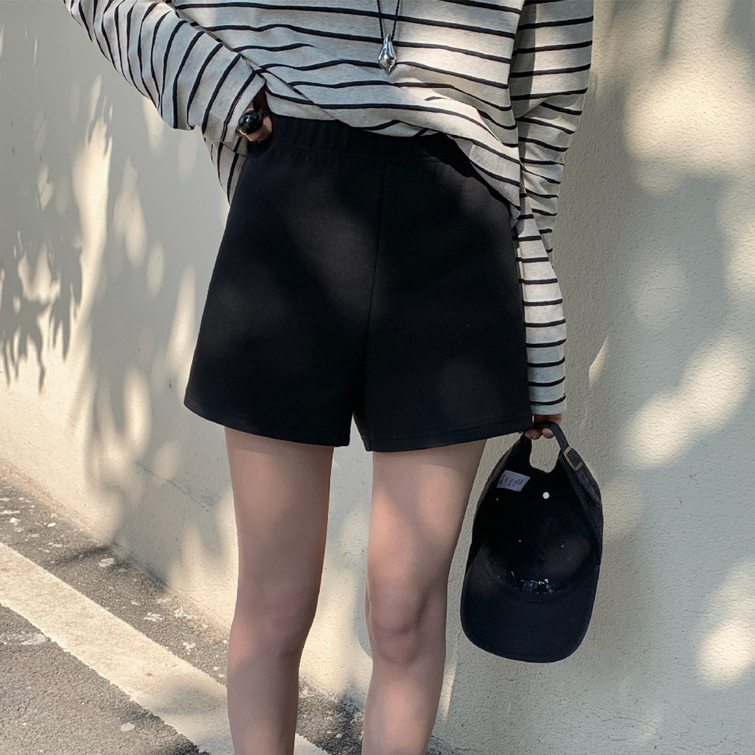 姣哥joygirl黑色松紧腰弹力短裤女款外穿2026春夏新款休闲工装裤