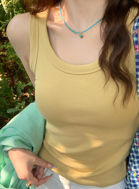 黄色工字吊带小背心女外穿2025夏季新款漂亮打底内搭上衣修身显瘦