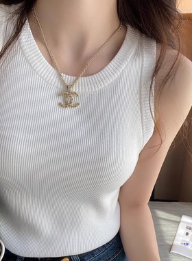 白色针织背心女夏季内搭2025年新款黑色宽肩吊带打底修身外穿上衣