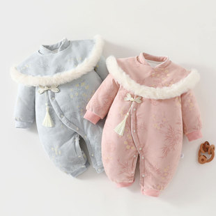 婴儿连体棉袄220g夹棉加厚宝宝棉服国风男女宝宝礼服 冬季 云肩