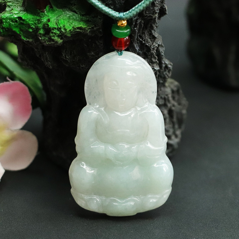 鑫澜高档珠宝天然缅甸A货翡翠吊坠观音玉石挂件珠宝
