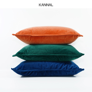 现代真丝绒蓝色橙色墨绿色抱枕轻奢沙发靠垫样板间奢华 VELVET
