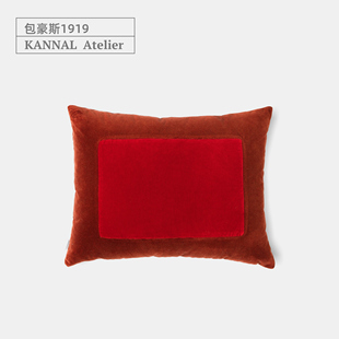 BAUHAUS 48靠垫别墅抱枕 1919「绯暄」包豪斯赤陶红色几何绒布60