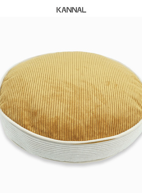 『人间理想』法式复古黄色灯芯绒立体圆形靠垫样板间儿童房靠垫