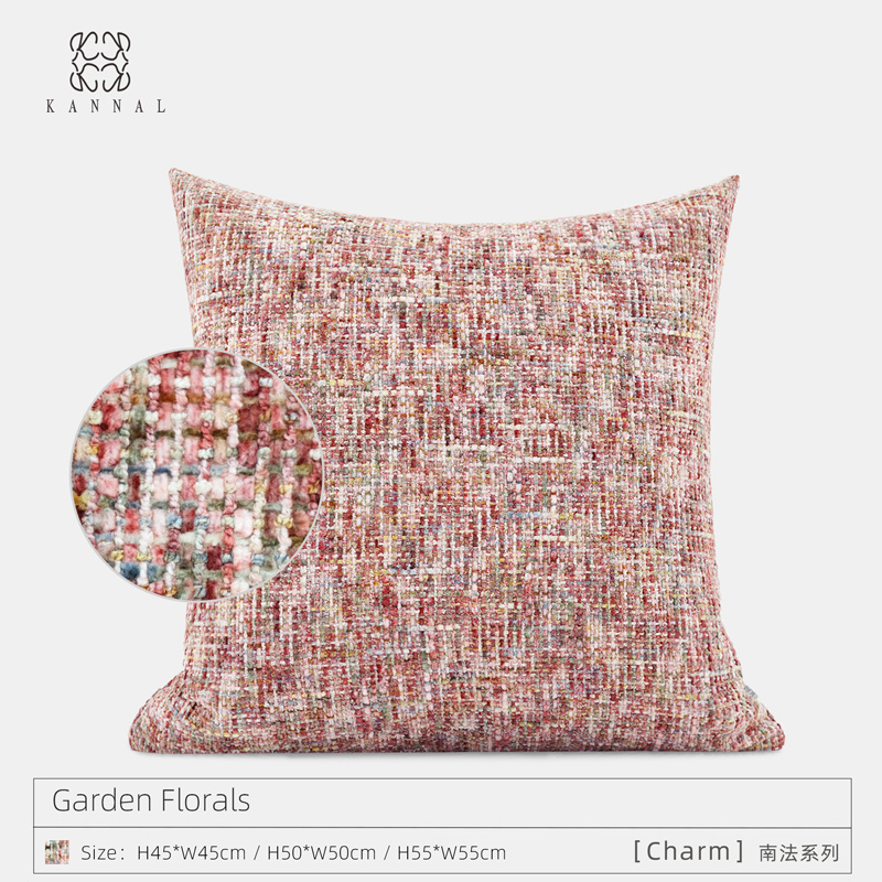 Garden Florals『Charm』新品高级法式红粉色小香风肌理靠垫抱枕
