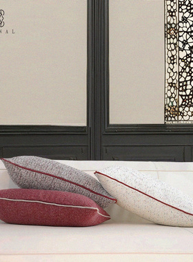 红色组合套装『Rumors』高端白色红色滚边靠垫新中式法式中古抱枕