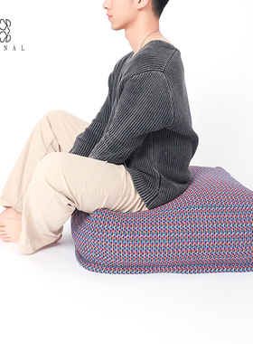KANNAL·ZEN波西米亚蓝色红色多色编织坐墩家用蒲团脚墩可拆洗