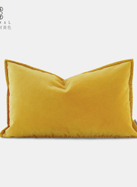 法式『日落巴黎』高级复古洛可可黄色绒布靠垫抱枕样板间别墅腰枕