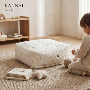 KANNAL·Mini 手工白色小羊刺绣毛绒儿童坐墩脚墩边几可拆洗 ZEN