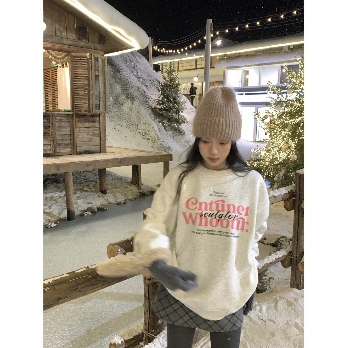 黑奶酪 BLACK~秋冬美式慵懒字母印花宽松长袖加绒卫衣