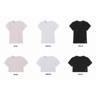 T恤短款 黑奶酪 辣妹爵士舞街舞短袖 夏季 露脐小上衣刺绣短t BLACK