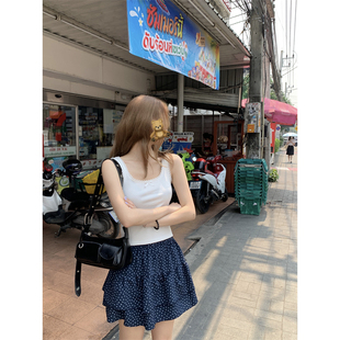 黑奶酪BLACK~夏季韩系bm芭蕾风百搭小碎花蛋糕裙子半身短裙