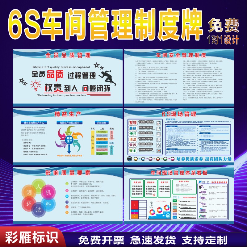 6S现场质量管理体系车间看板宣传栏车间安全生产管理制度5S车间管怎么看?