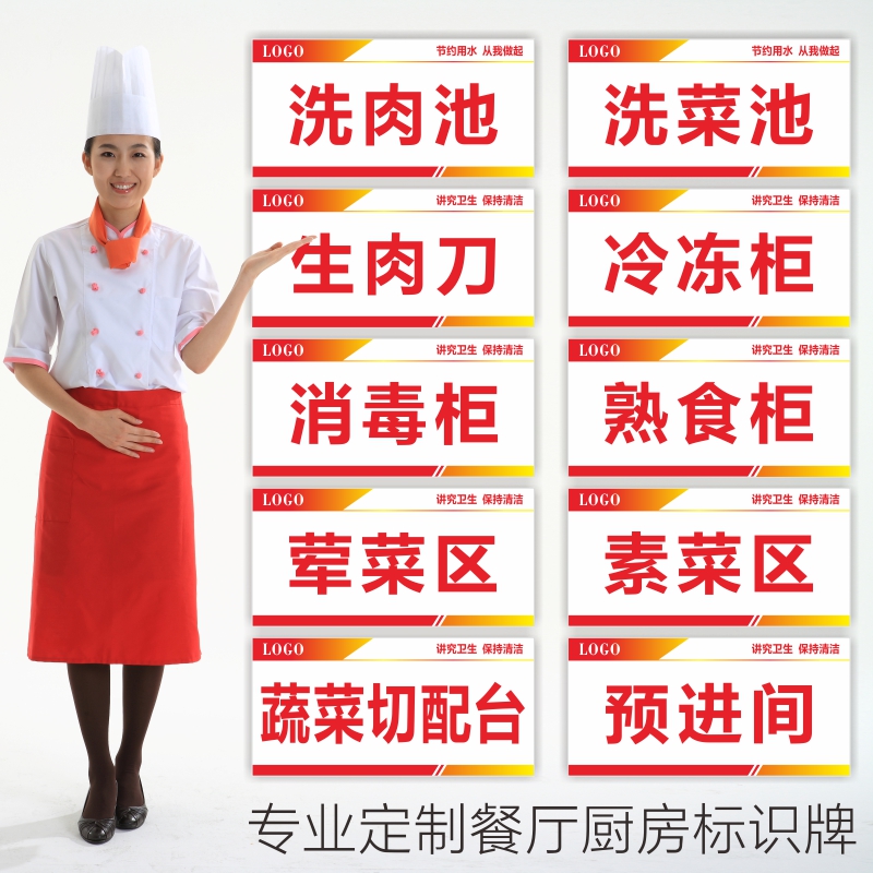 厨房标识牌一清二洗三消毒学校食堂幼儿园厨房标示牌餐厅酒店饭店卫生