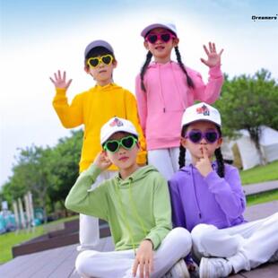 。春游儿童男女薄款糖果彩色套头连帽卫衣幼儿园小学运动会加厚班