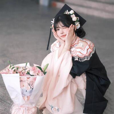 学士帽手工diy簪花材料包毕业云肩帽装饰拍照博士硕士厂家