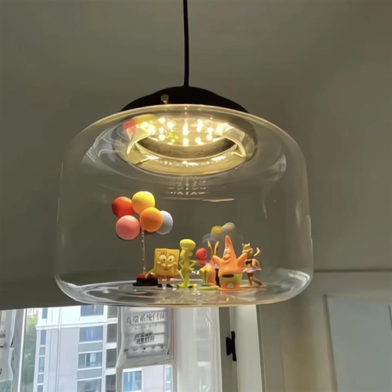 海绵宝宝吊灯餐厅灯客厅透明玻璃灯卡通diy装饰儿童房卧室吸厂家