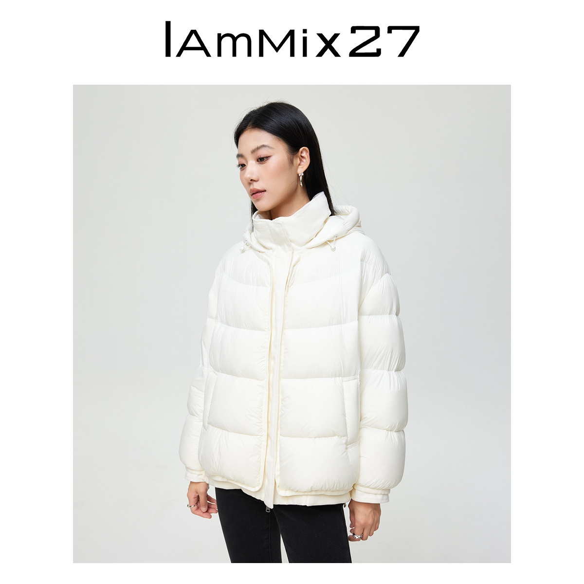 iammix27冬季休闲连帽羽绒服