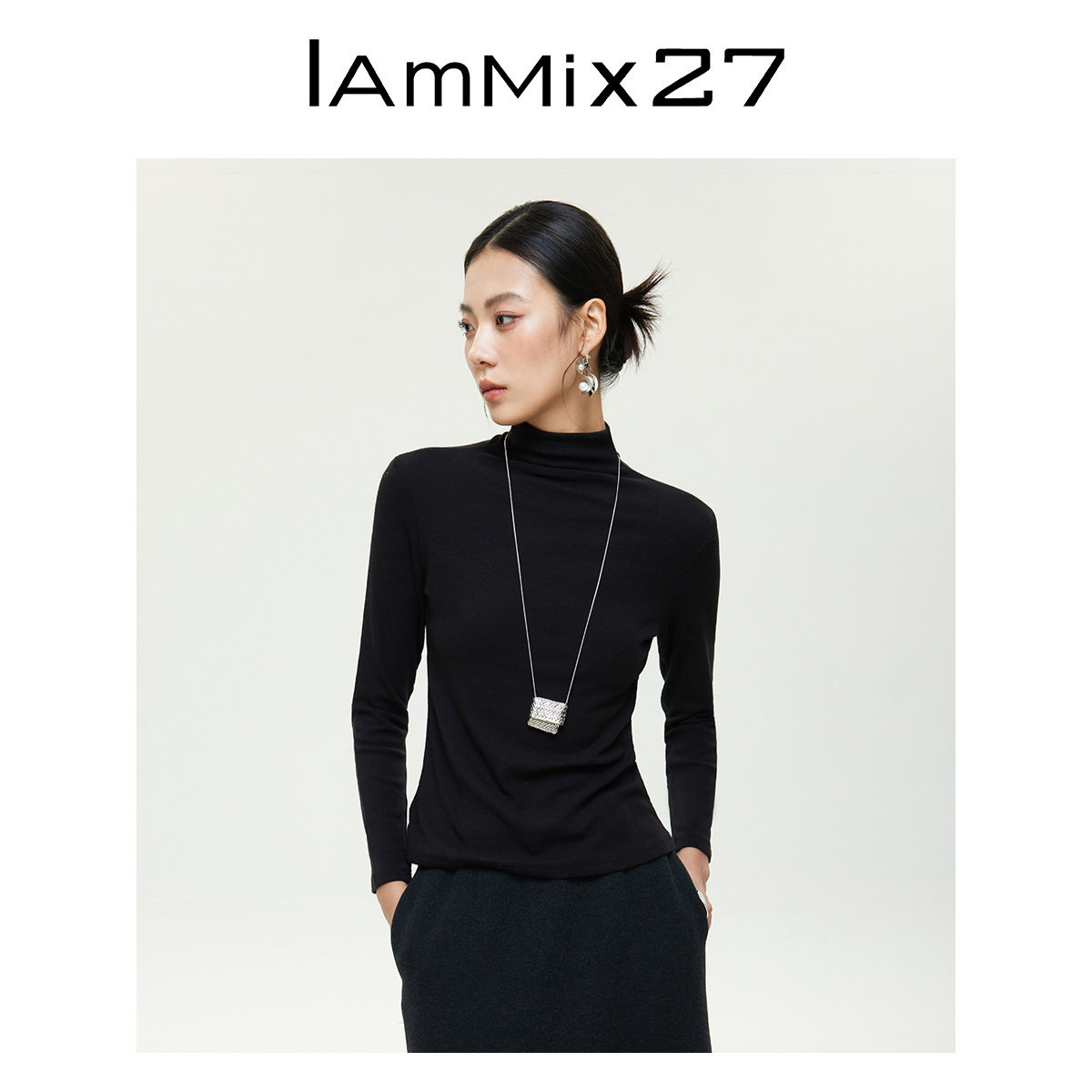 iammix27秋冬半高领套头打底衫