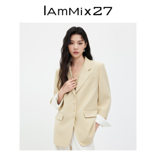 外套 IAmMIX27春秋休闲西服女宽松廓形简约高级感通勤职业百搭西装