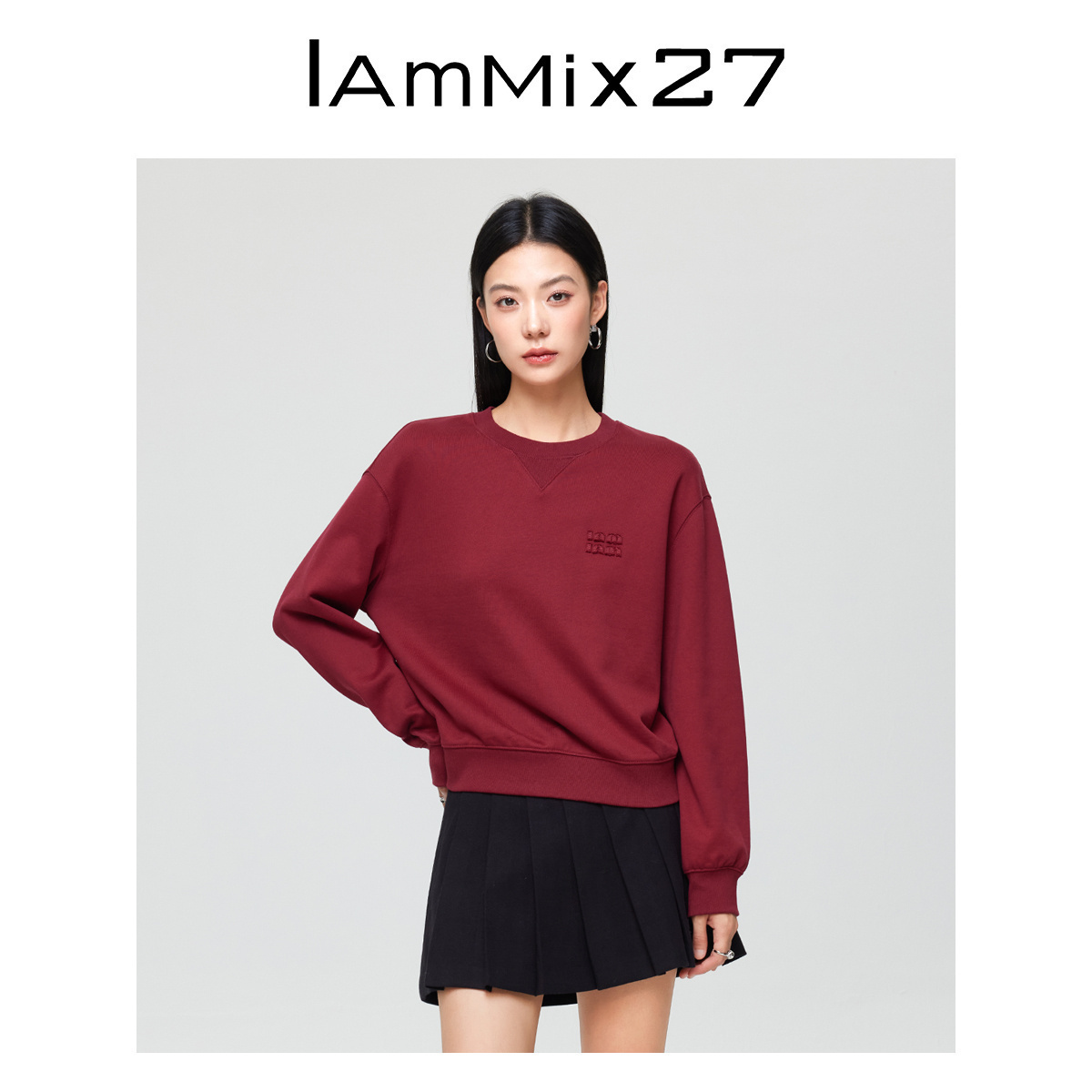 iammix27秋冬加厚圆领套头卫衣