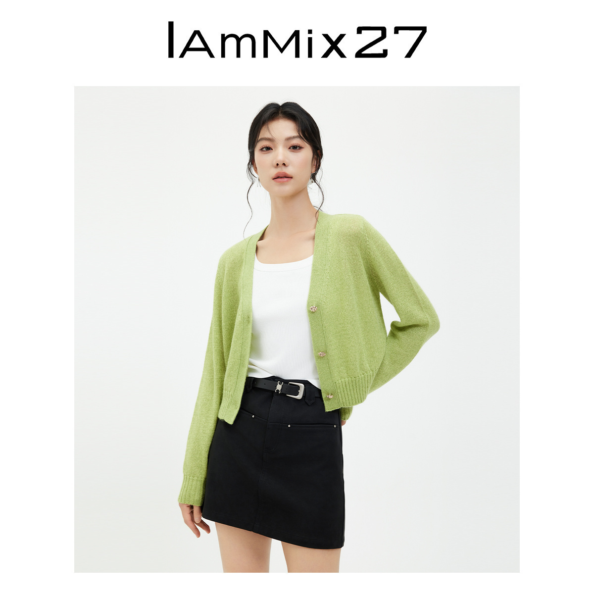 IAmMIX27简约V领针织开衫