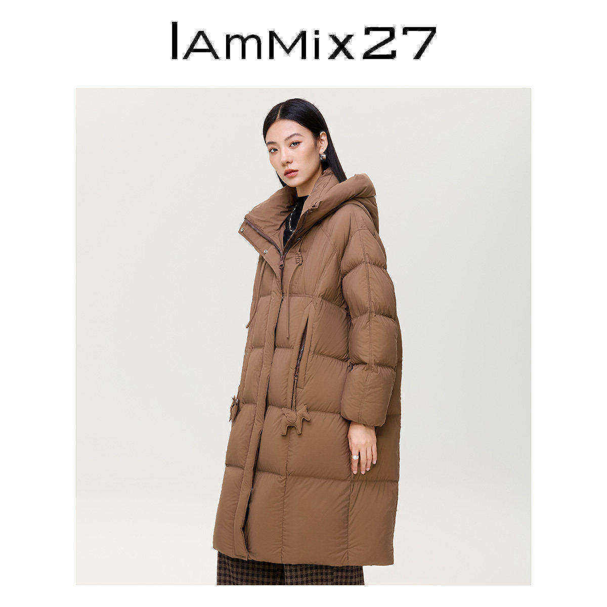 iammix27冬季宽松保暖连帽羽绒服
