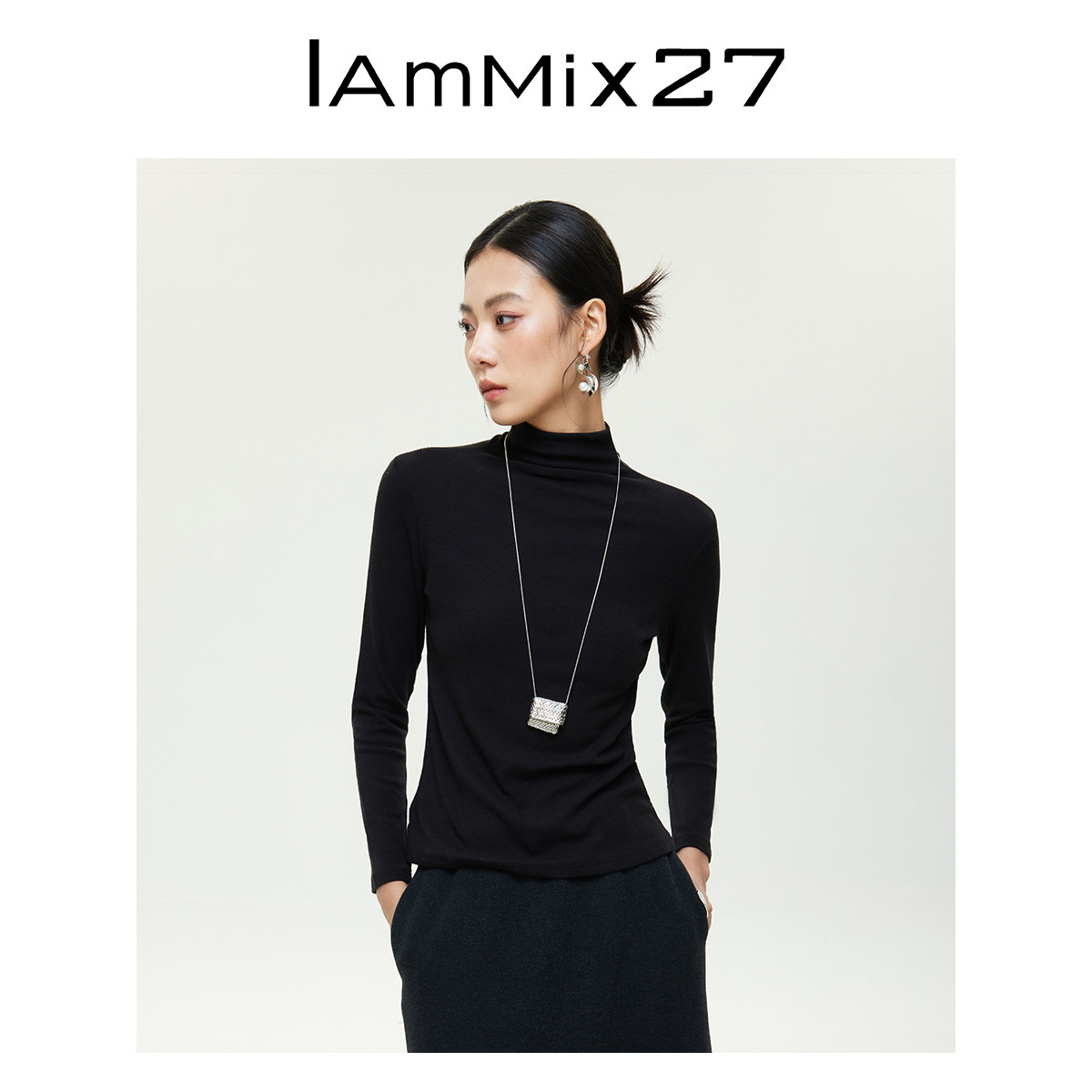 iammix27秋冬半高领套头打底衫
