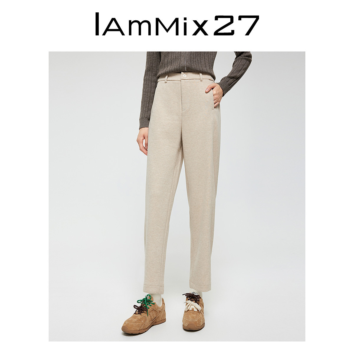 IAmMIX27拉绒加厚休闲裤直筒长裤