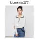 女薄款 IAmMIX27polo领白色套头针织衫 显瘦内搭打底毛衫 女长袖 短款