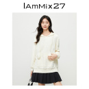 IAmMIX27秋冬连帽卫衣女宽松加绒兔耳俏皮可爱白色叠穿套头卫衣女