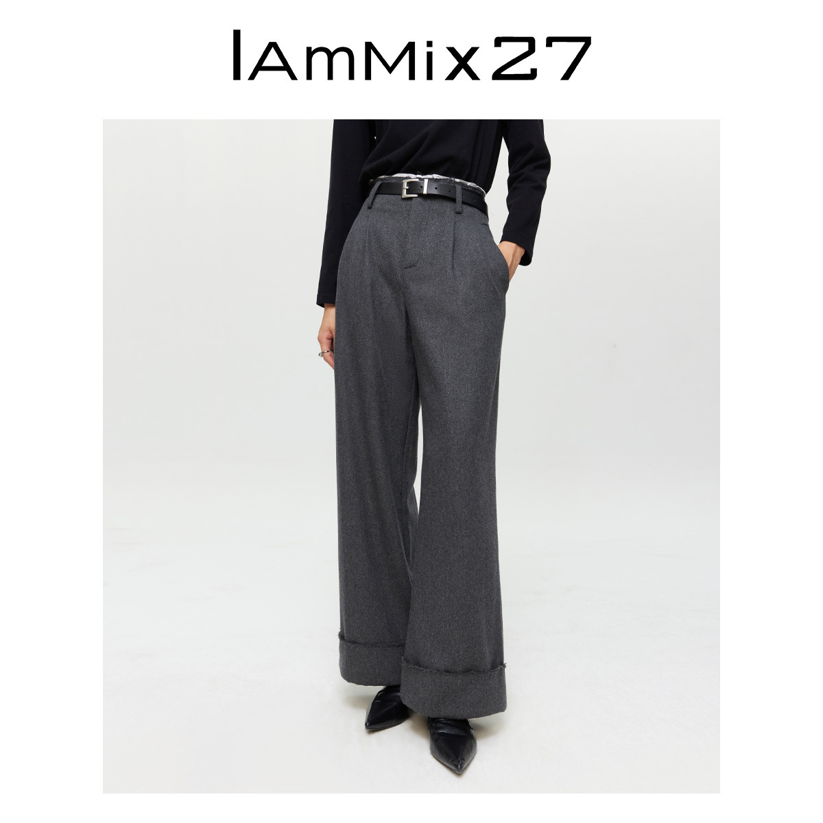iammix27秋冬加厚毛呢休闲裤