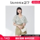 IAmMIX27夏季短袖V领雪纺衫女宽松薄款法式荷叶边套头碎花上衣女